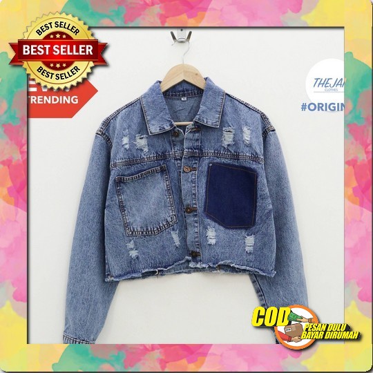 Jaket Jeans Wanita Import Perempuan Dewasa Remaja Lepis Cewek Korea Terbaru Kekinian S101 Jaket Levi