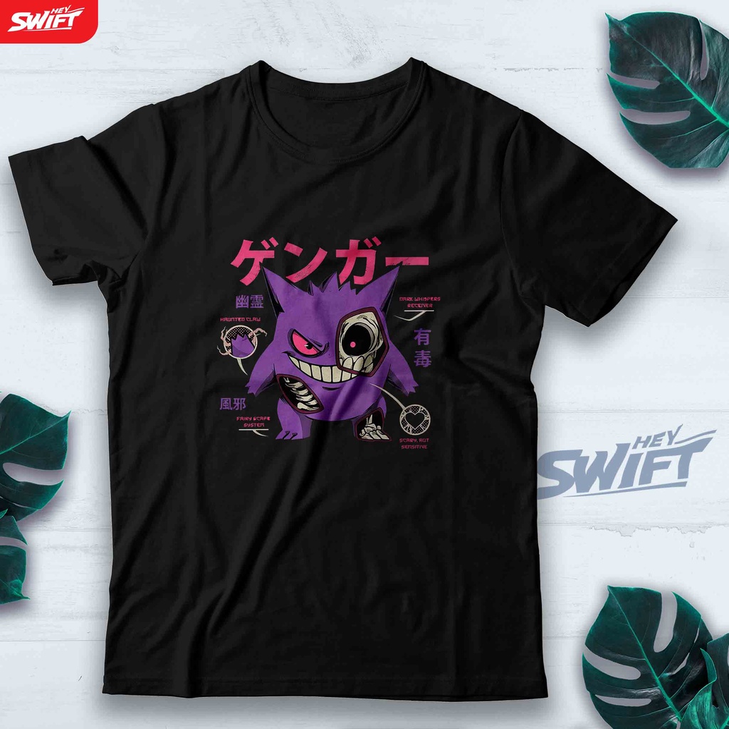 KAOS GENGAR GHOST POKEMON detail TSHIRT BAJU DISTRO