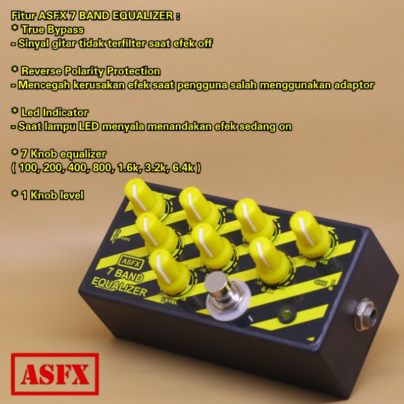 Efek ASFX 7 BAND EQUALIZER untuk gitar dan bass Pedal Stompbox