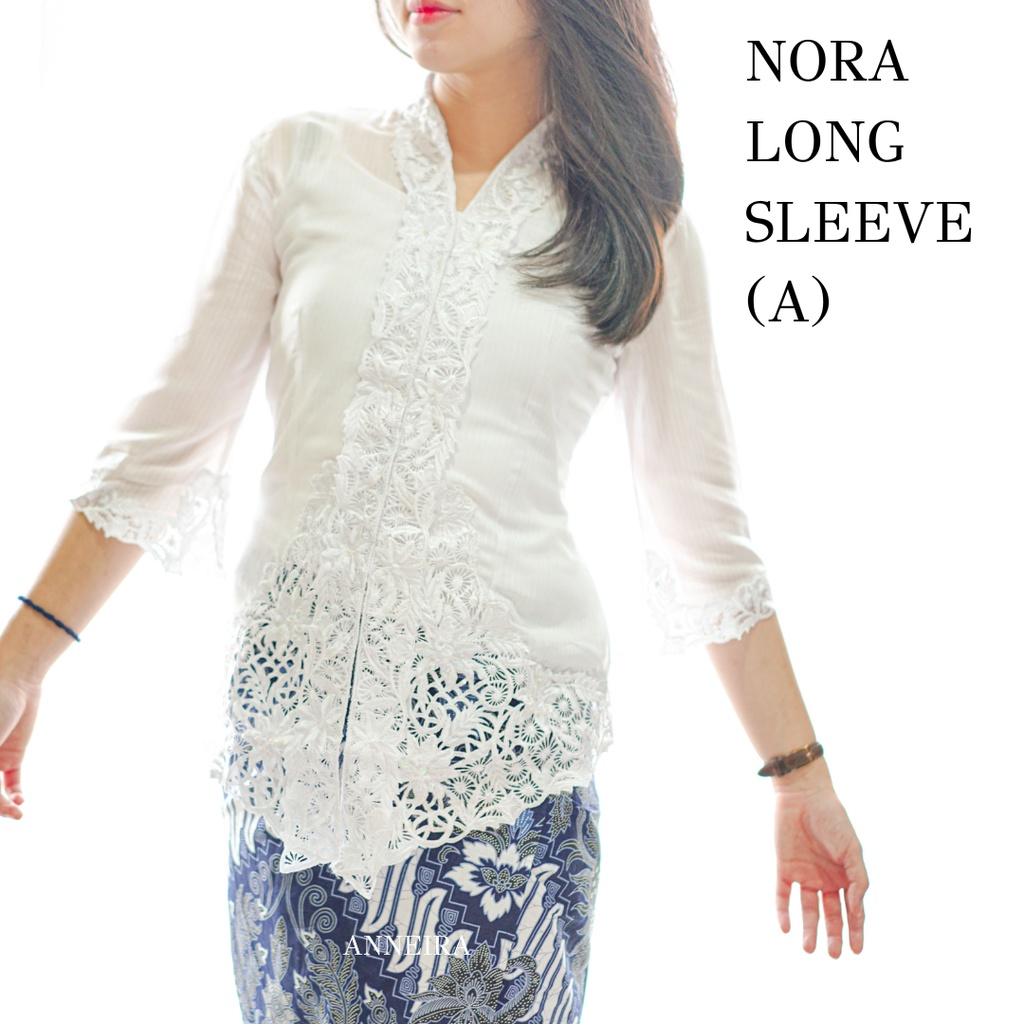 KEBAYA PUTIH MODERN LENGAN PANJANG 3/4 (NORA)