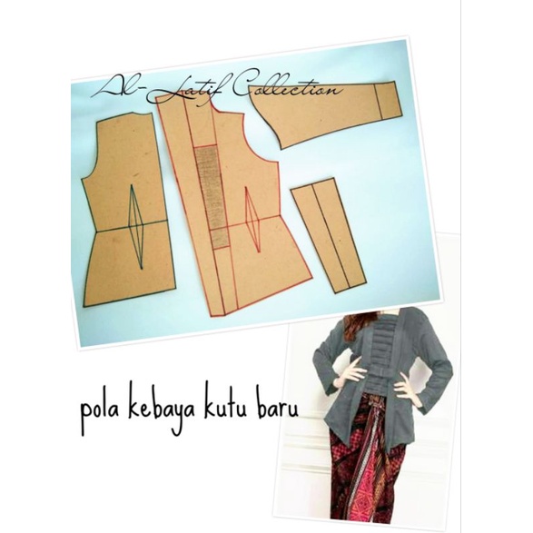 pola instan / pola jiplak KEBAYA KUTU BARU