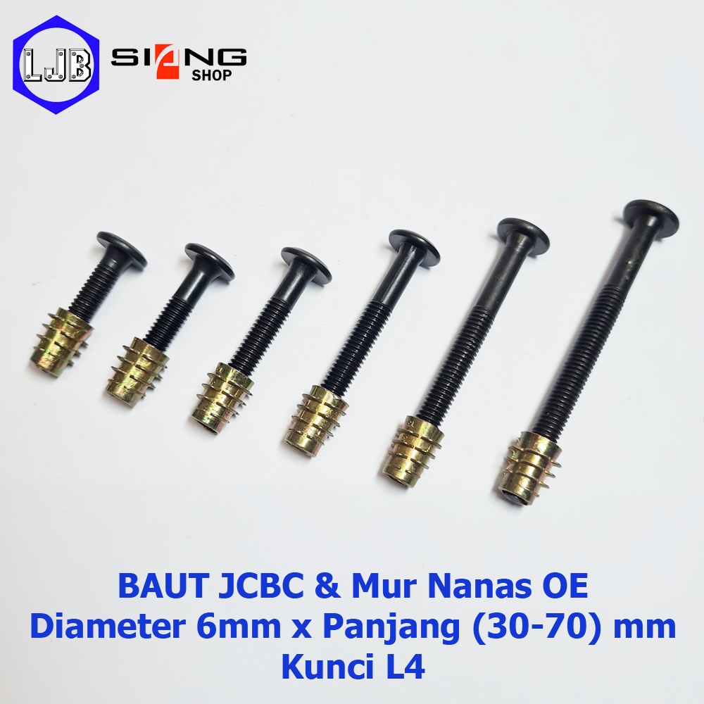 Baut JCBC M6 panjang 3 sd 7 cm dan Mur Nanas OE (13mm) Furniture, Dipan, Knockdown dll