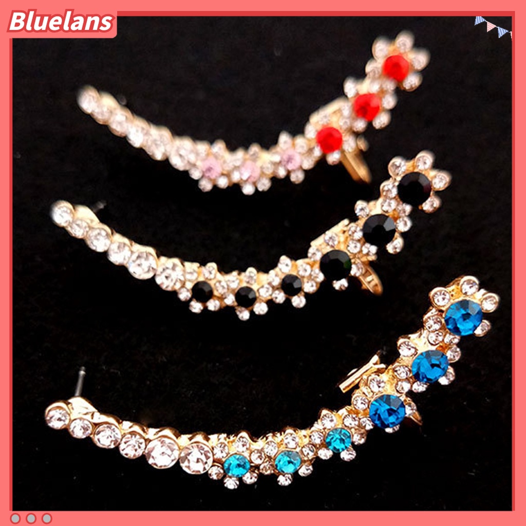 1 Pc Anting Stud Klip Tindik Berlian Imitasi Bentuk Kepingan Salju Untuk Perhiasan Wanita