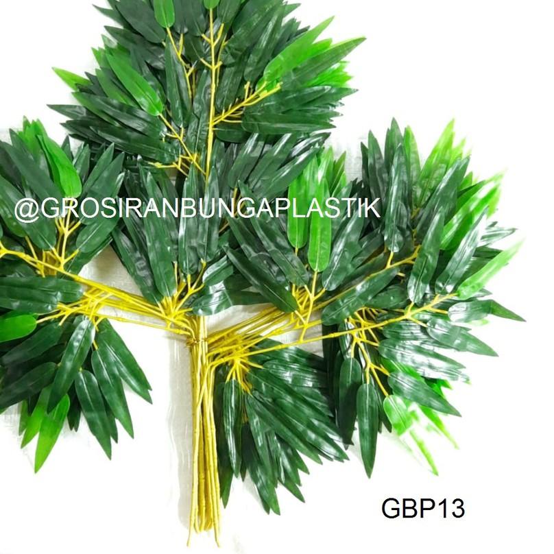 Daun Artificial/Daun Hias/Daun Plastik/Daun Dekorasi/Daun Bambu Hijau