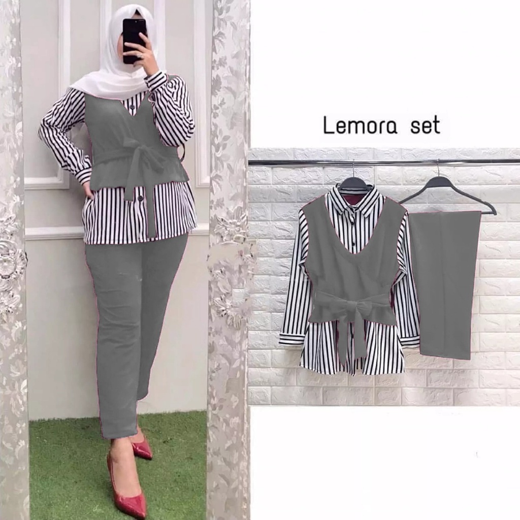 LEMORA SET / Baju Setelan Wanita / Bajuu Atasan Dan Celana Wanita / Baju Terbaru 2021 / Setelan Wani