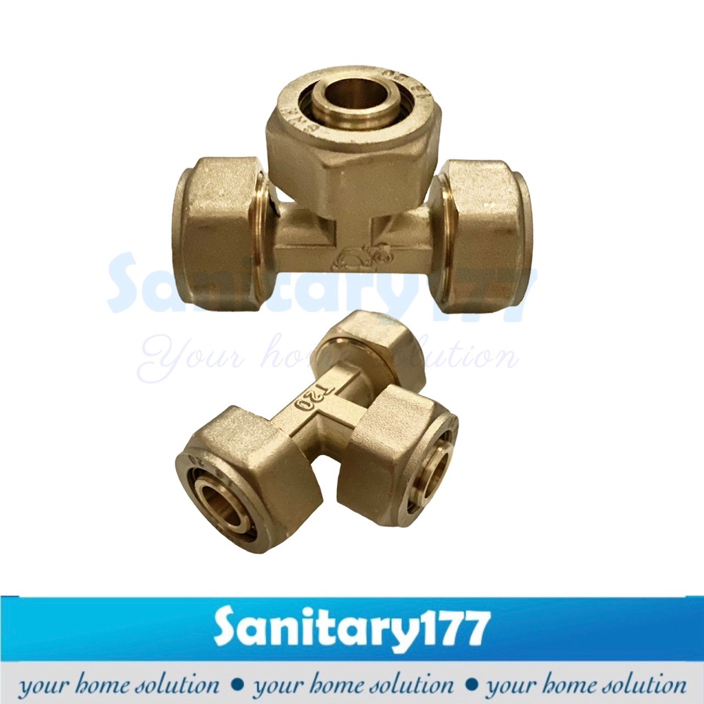 Nepel Tee KUNINGAN sambungan Pipa air Panas TPPP 1/2 in 3/4 inch -kran T Fitting pipa naple T shower mur 16mm 20 mm conector water heater spare part pemanas air pipe