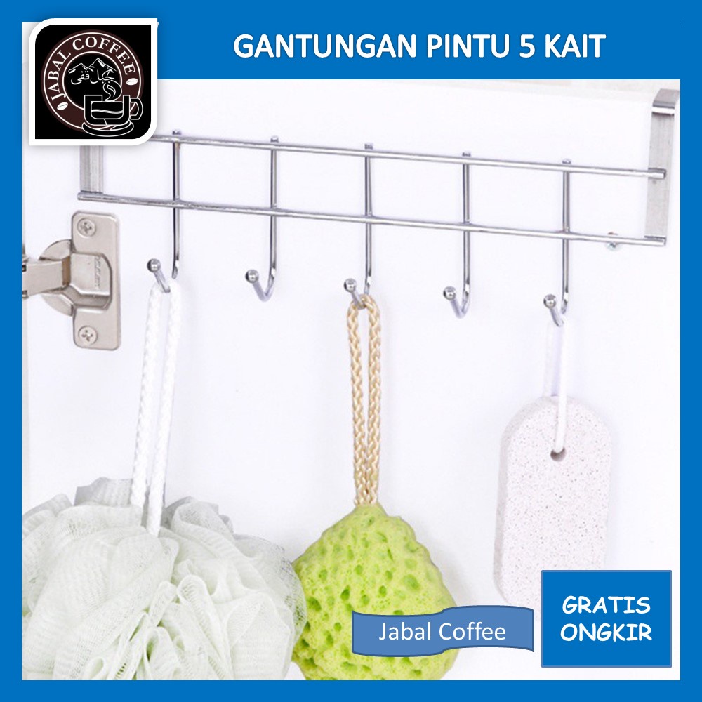 Gantungan Hook Lemari Baju / Gantungan Pintu Lemari Lima Kait / Hanger Lemari Dapur Serbaguna