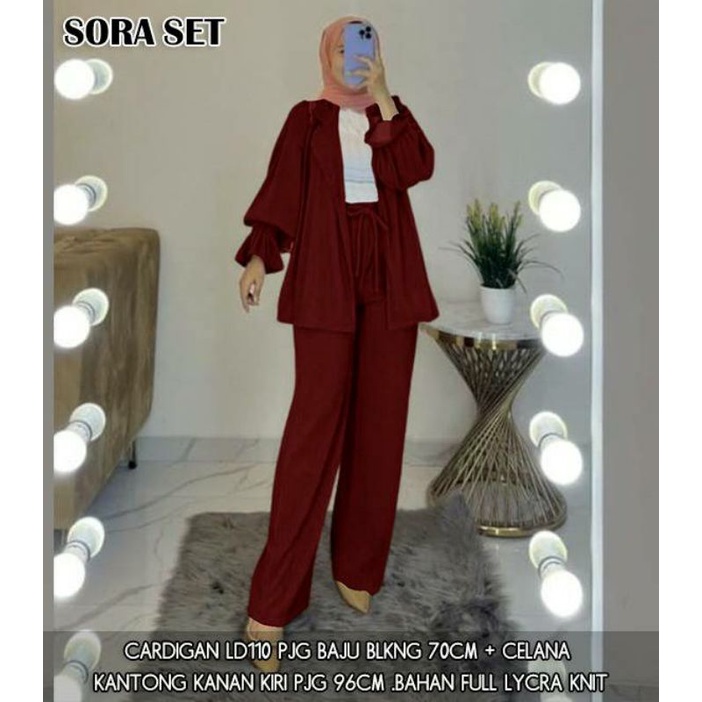 Sora set setelan cardigan lycra knit