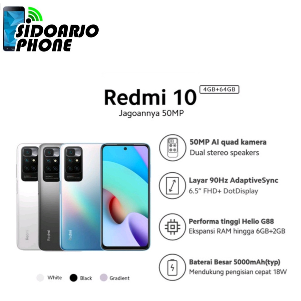 Redmi 10 2022 Ram 4/64 GB Garansi Resmi 1 Tahun