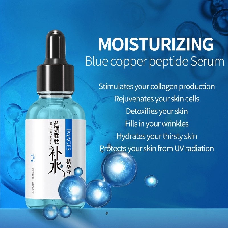 IMAGES Ceruloplasmin Blue Copper Peptide Moisturizing Serum / Serum Pemutih Pelembab Kulit Wajah Kering (BISA COD)