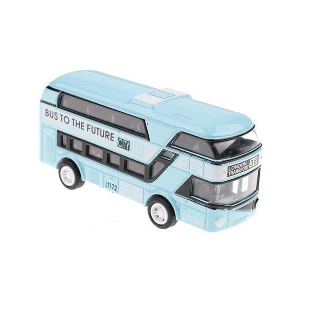 Needway   Diecast Cars Mainan 4roda Hadiah Untuk Anak Laki-Laki Set Kendaraan Mainan Kota Wisata Mobil Car Model Bis Kedip Dengan Musik Double Decker Bus