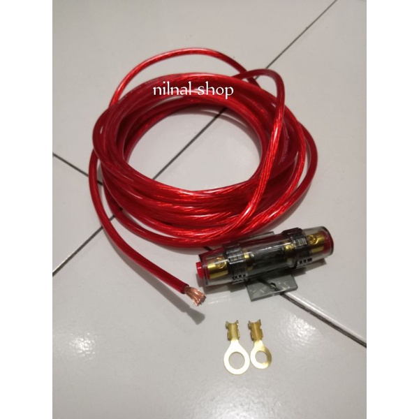 Kabel Strum Aki Power Mobil, Kabel Strum 5 Meter+Sikring Tabung+2Pc Skun Aki