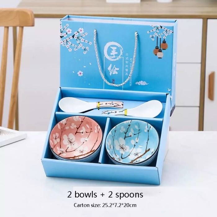 

[COD] Sculptoora Hampers / Gift Set - Mangkok Keramik Sakura - JMIP2 - Isi 2 + sendok