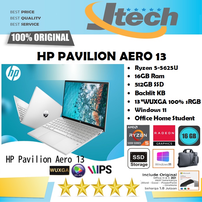 HP PAVILION AERO 13-BE1000AU BE1001AU - RYZEN 5-5625U - 16GB - 512GB SSD - 13.3&quot;WUXGA IPS 100% sRGB - WIN11 - OFFICE HOME STUDENT