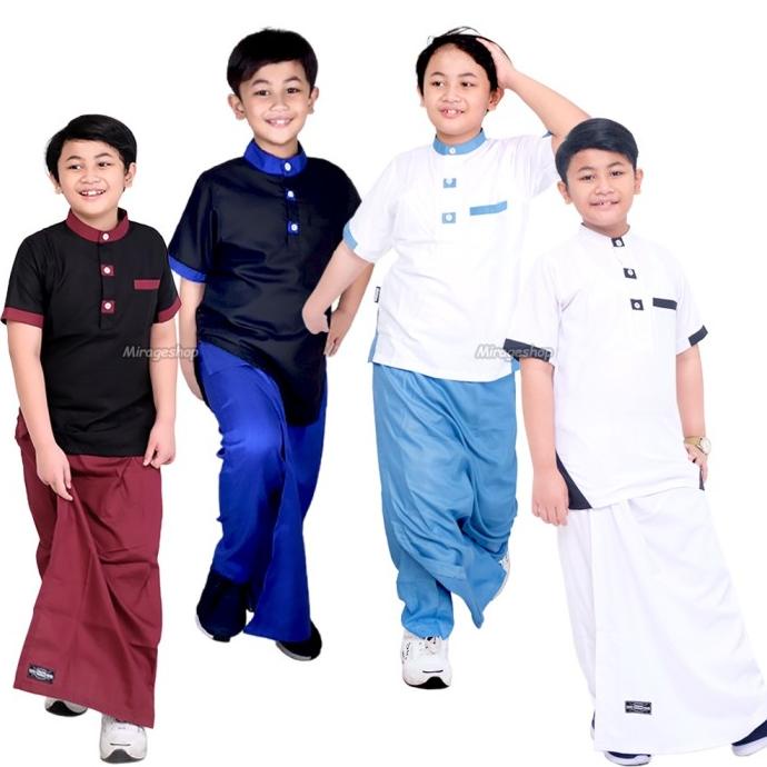 Baju Koko Anak Setelan Koko Sarung Bawahan Sarung Celana Anak Instan