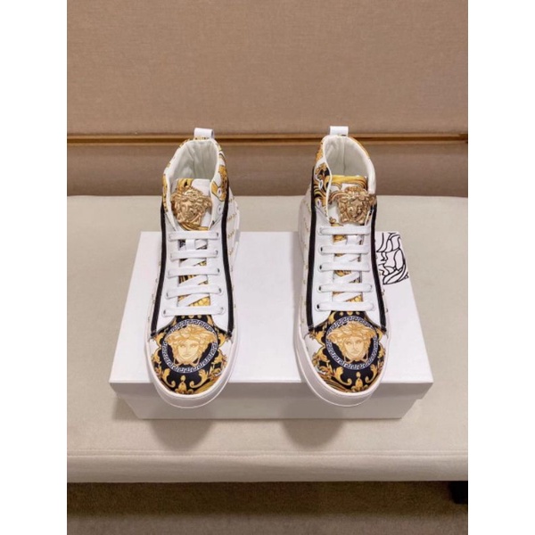 sepatu pria boot putih sneaker vers4ce cowok high top men shoes mirror p1shoes