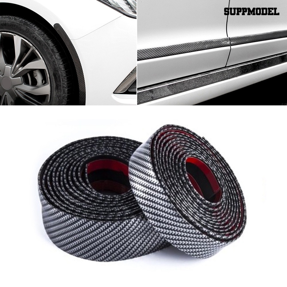 Sm - Stiker Strip Karet Pelindung Trim Pintu Mobil Motif Carbon Fiber