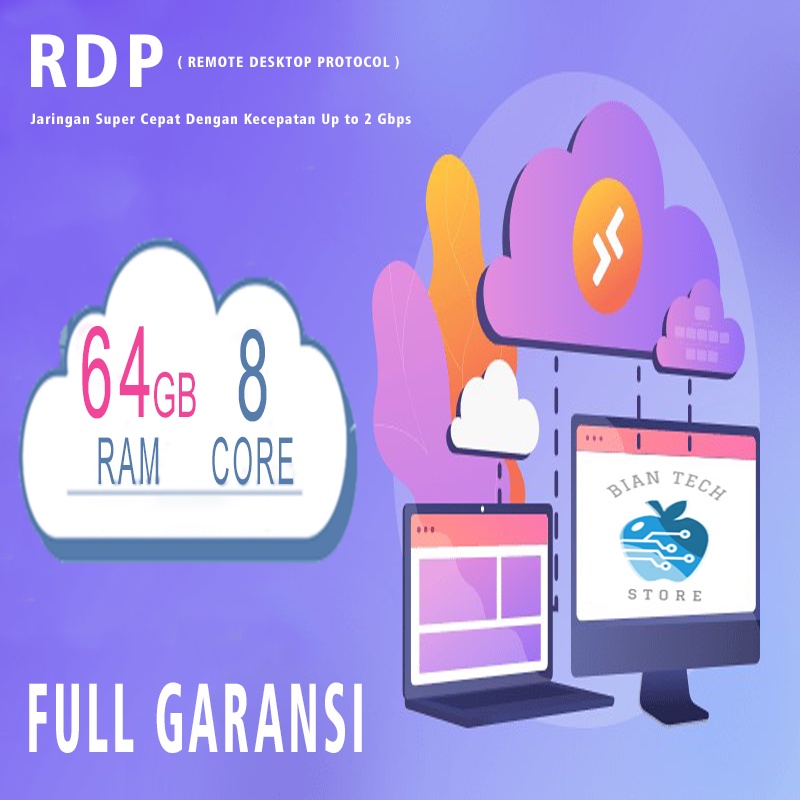 FULL GARANSI  VPS / RDP MURAH  64GB RAM 8Core  - PROMO TERBATAS  Full Admin Access