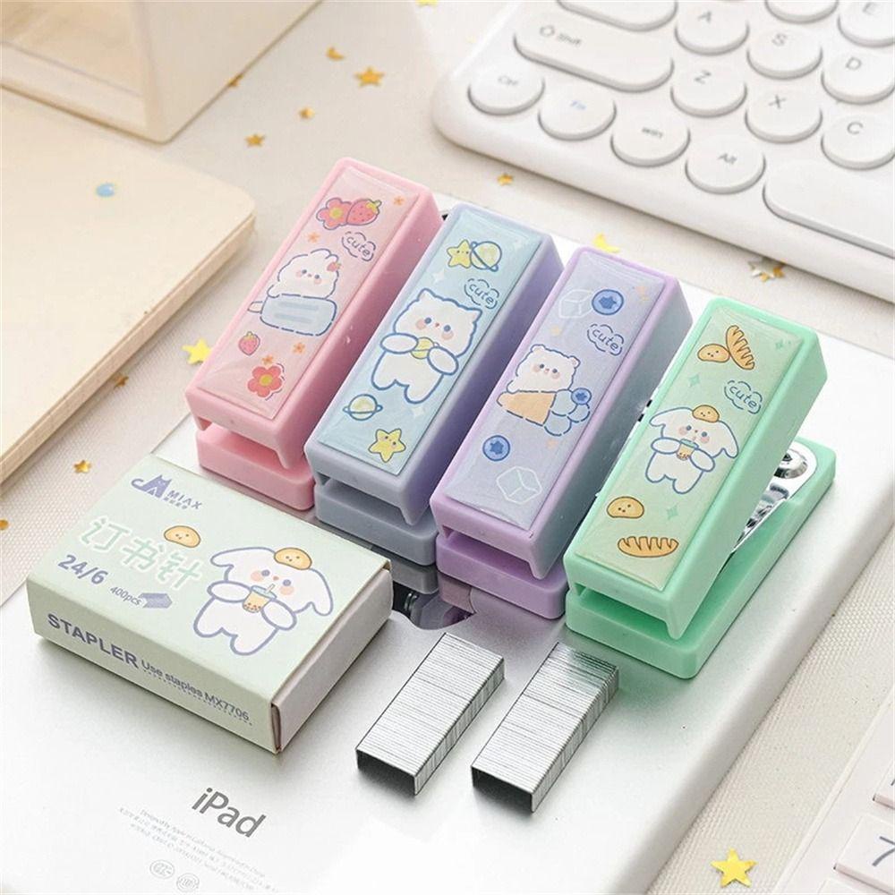 【 ELEGANT 】 Mini Stapler Stationery Alat Pengikat Kantor Rabbit Paper Binder Anak Staples Pelajar