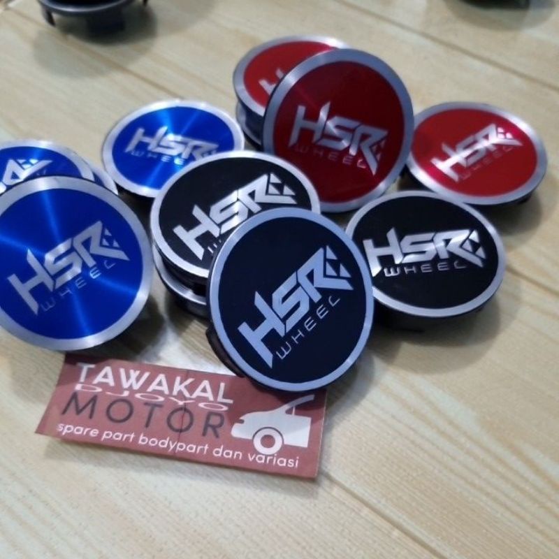 dop velg dop roda 6cm variasi HSR latar biru merah dan hitam