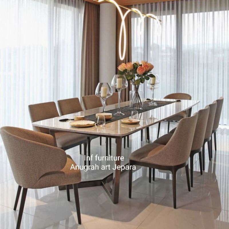 set meja makan marmer asli mewah set meja makan modern mewah