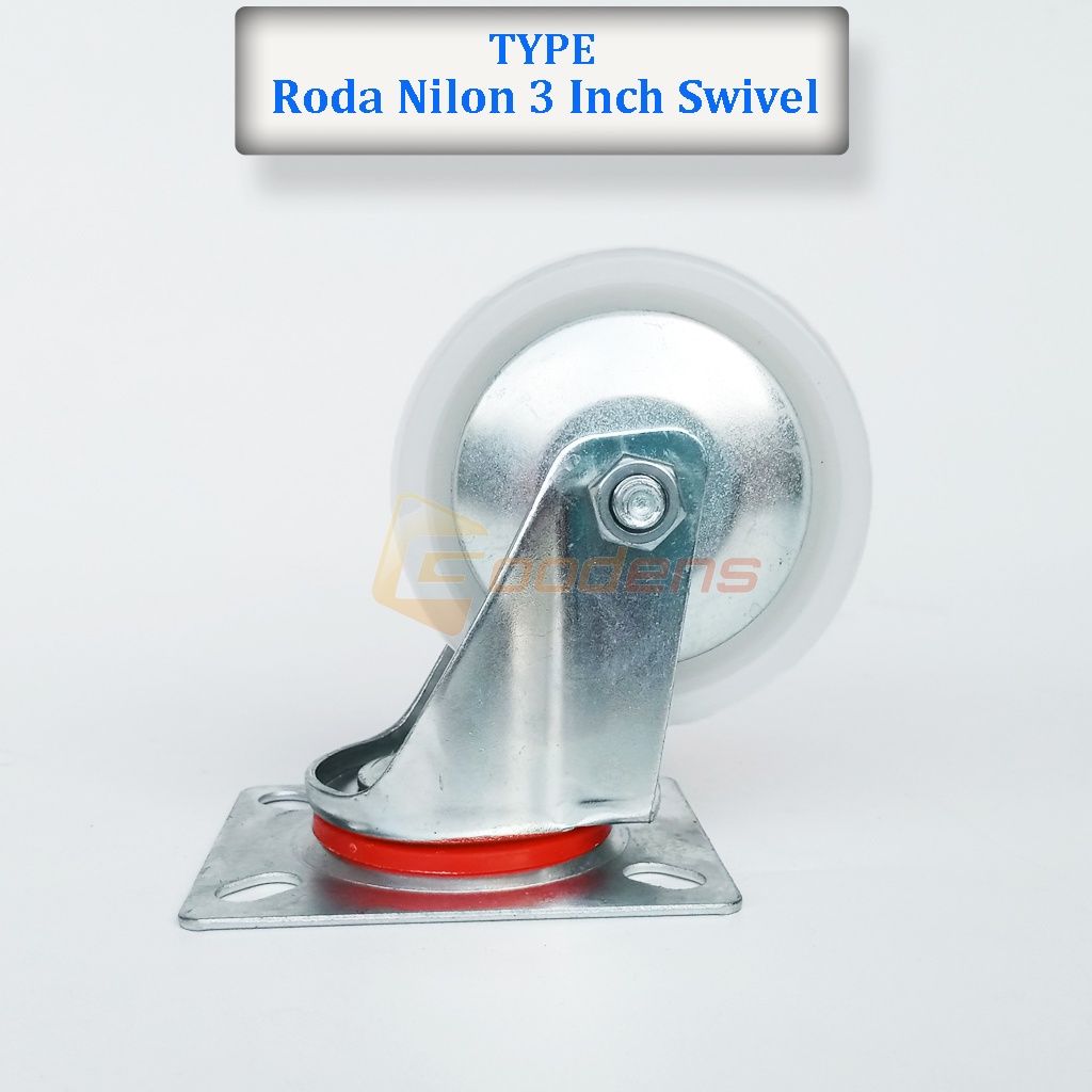 Roda Nilon 3 Inch Hidup Roda Caster Roda Gepeng