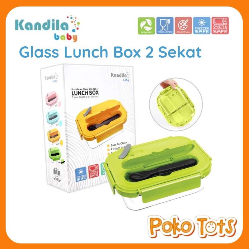 Kandila Baby Glass Lunch Box 2 Sekat 850ml KDL022-11 Kotak Makan Anak WHS