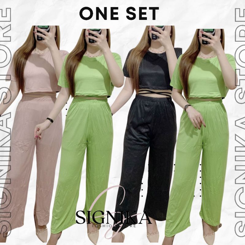 Set Crop Tali Wanita Polos | Setelan Wanita Terbaru 3210 Signikastore