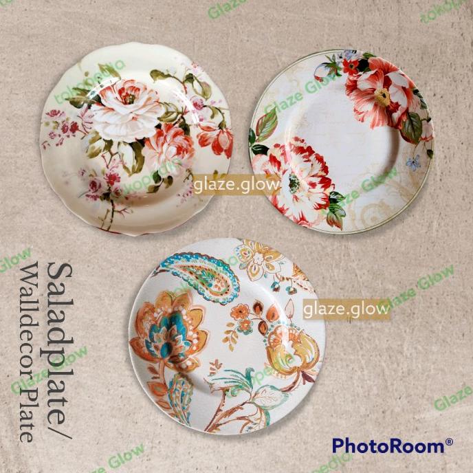 Set Walldecor Flowery Vintage Piring Hiasan Pajangan Dinding Aesthetic