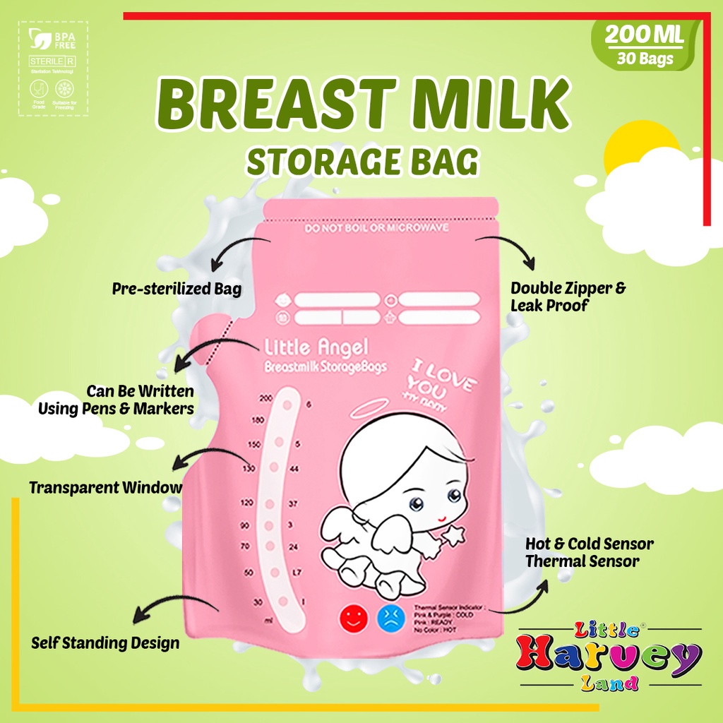 KANTONG ASI SUSU BAYI 200ml BABY BREAST MILK Storage Bag Sensor Thermal ASIP  30pcs