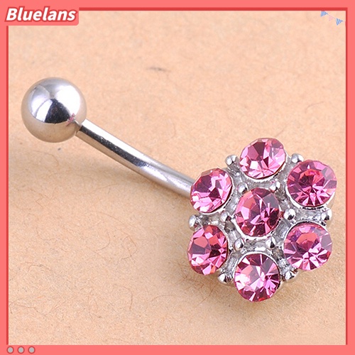 Bluelans 7 Rhinestone Round Nipple Shield Bar Belly Ring Dance Body Piercing Jewelry