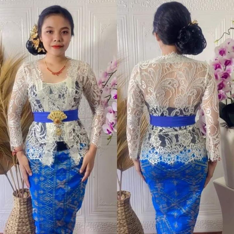 Kebaya Jadi Brokat Prancis Metalic Glossy Premium Lengan Panjang