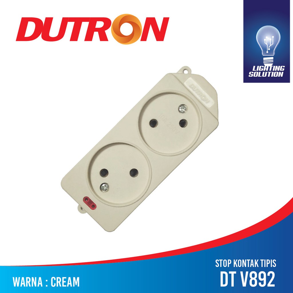Stop Kontak Gepeng Pipih Lubang 2 Dutron 10A SNI 10 A