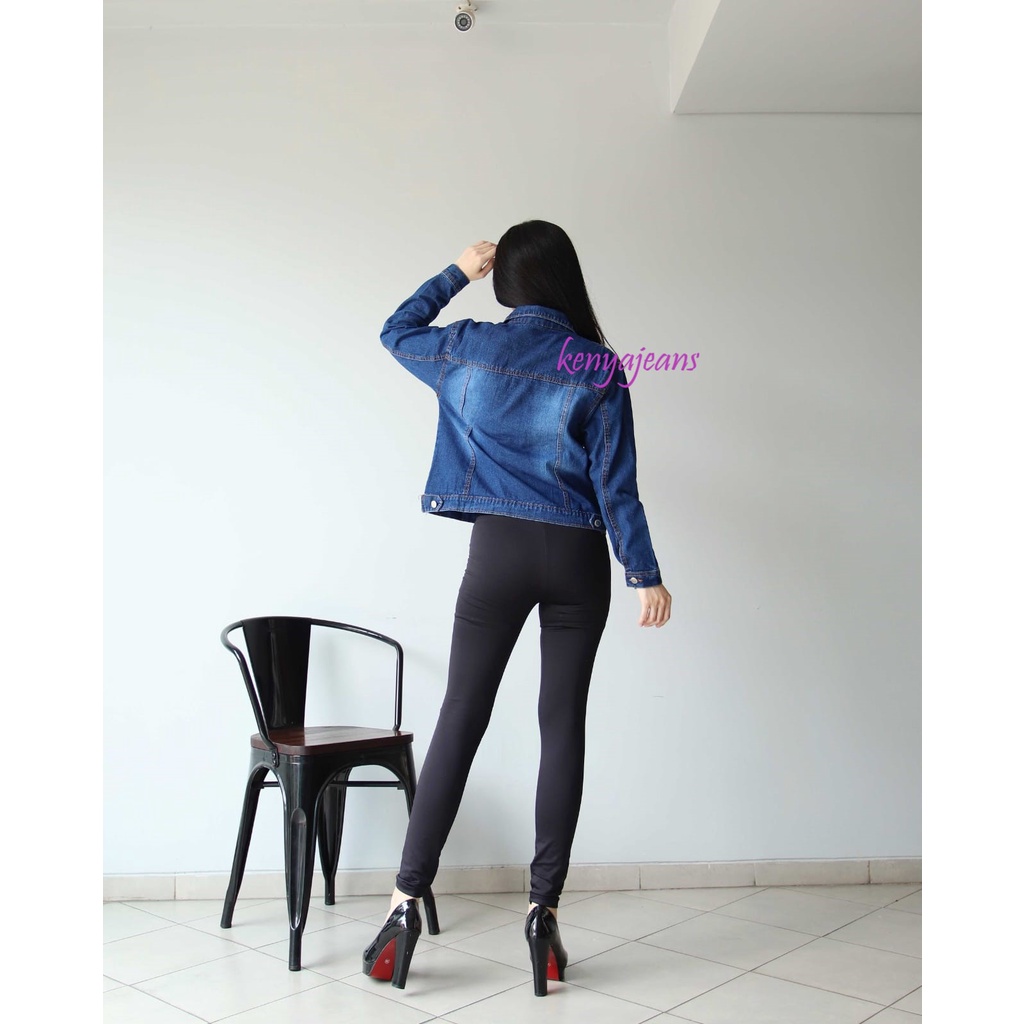 7C-G JAKET JEANS WANITA PREMIUM | JAKET DENIM WANITA | BIRU TUA (DIAMOND) | SIZE XL