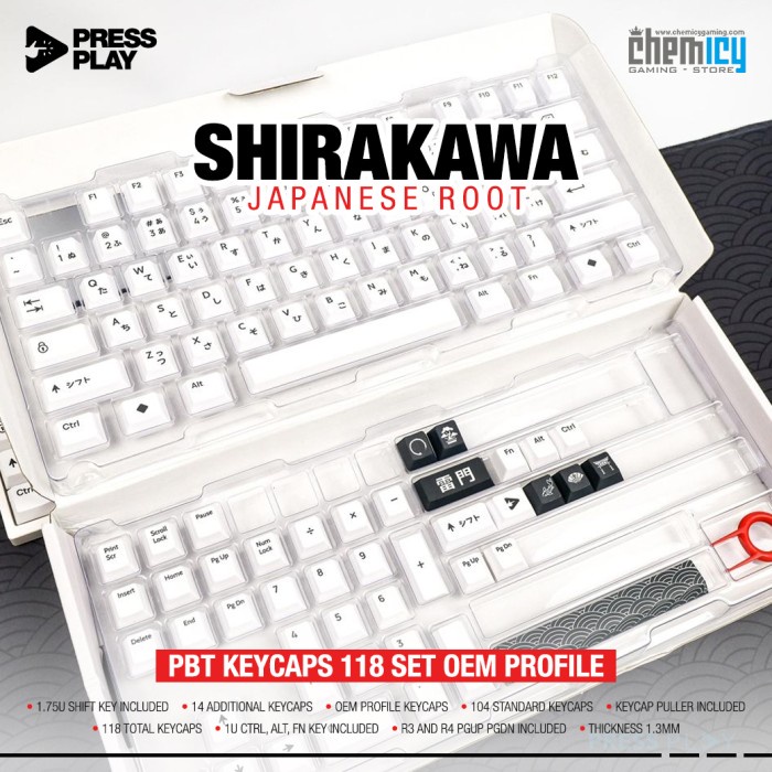 PRESS PLAY SHIRAKAWA JAPANESE ROOT PBT KEYCAPS 118 SET OEM PROFILE