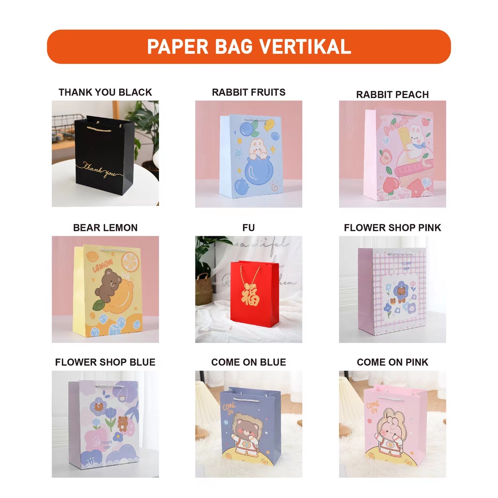 (SALE!) PAPER BAG BERUANG / PAPER BAG KELINCI / PAPERBAG KARAKTER / PAPERBAG HADIAH KADO / PAPERBAG ART