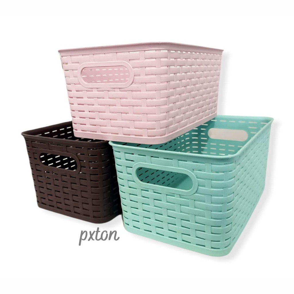 KERANJANG SERBAGUNA PXTON / RAK MAKE UP RAJUT STORAGE / KERANJANG RAJUTAN /organizer box RAK KOSMETI