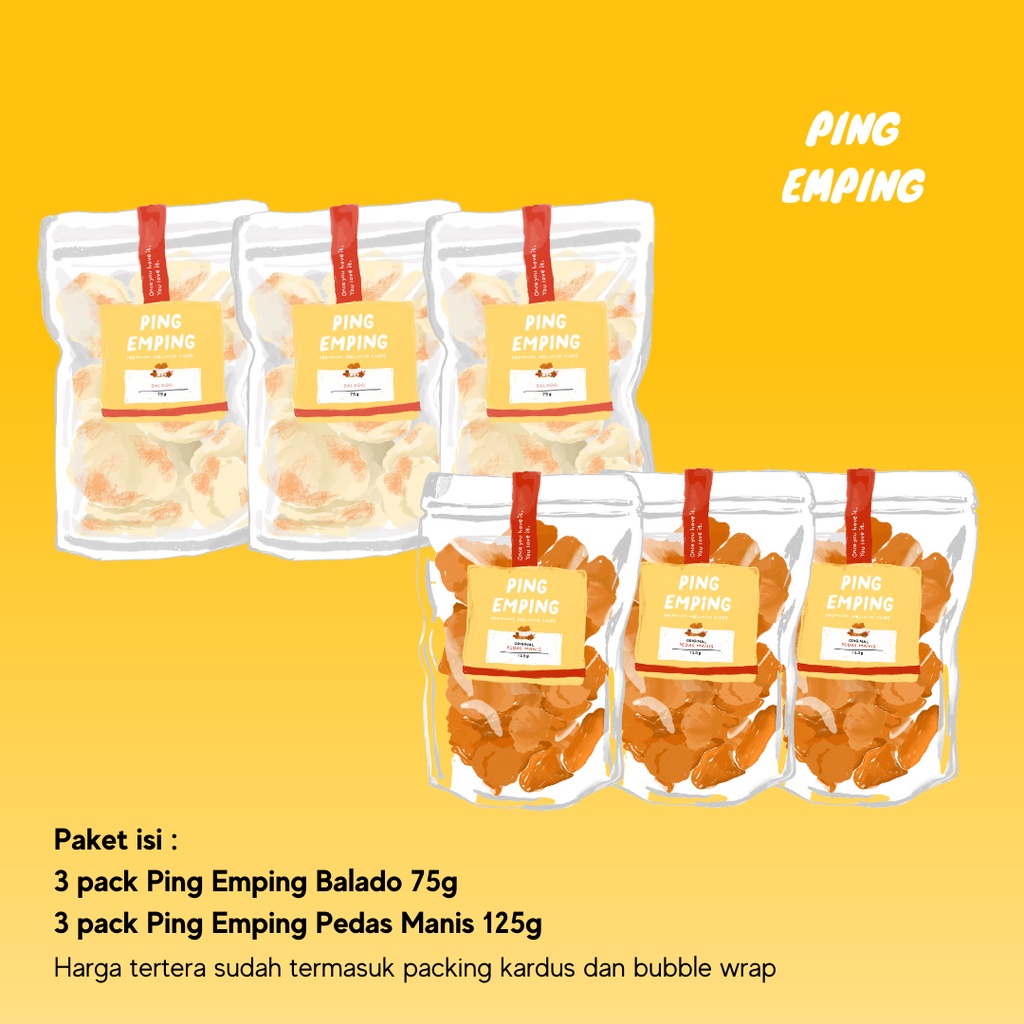 

Paket Box Ping Emping 3 Balado , 3 Pedas Manis