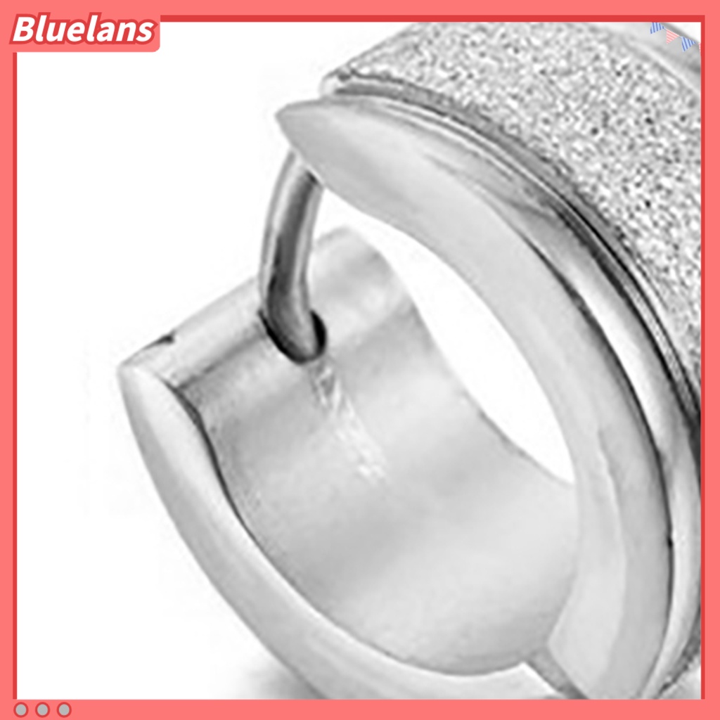 Bluelans 1 Pair Men Women Titanium Steel Dull Polish Hoop Huggie Earrings Ear Studs