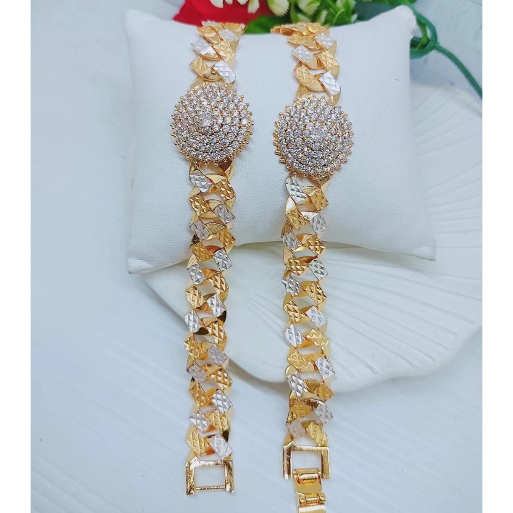 Gelang Xuping Mata Full Rantai Kombinasi Lapis Emas Perhiasan Fashion W15
