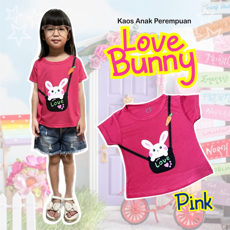 Atasan Kaos Murah Anak Perempuan Kelinci Putih CF Kids