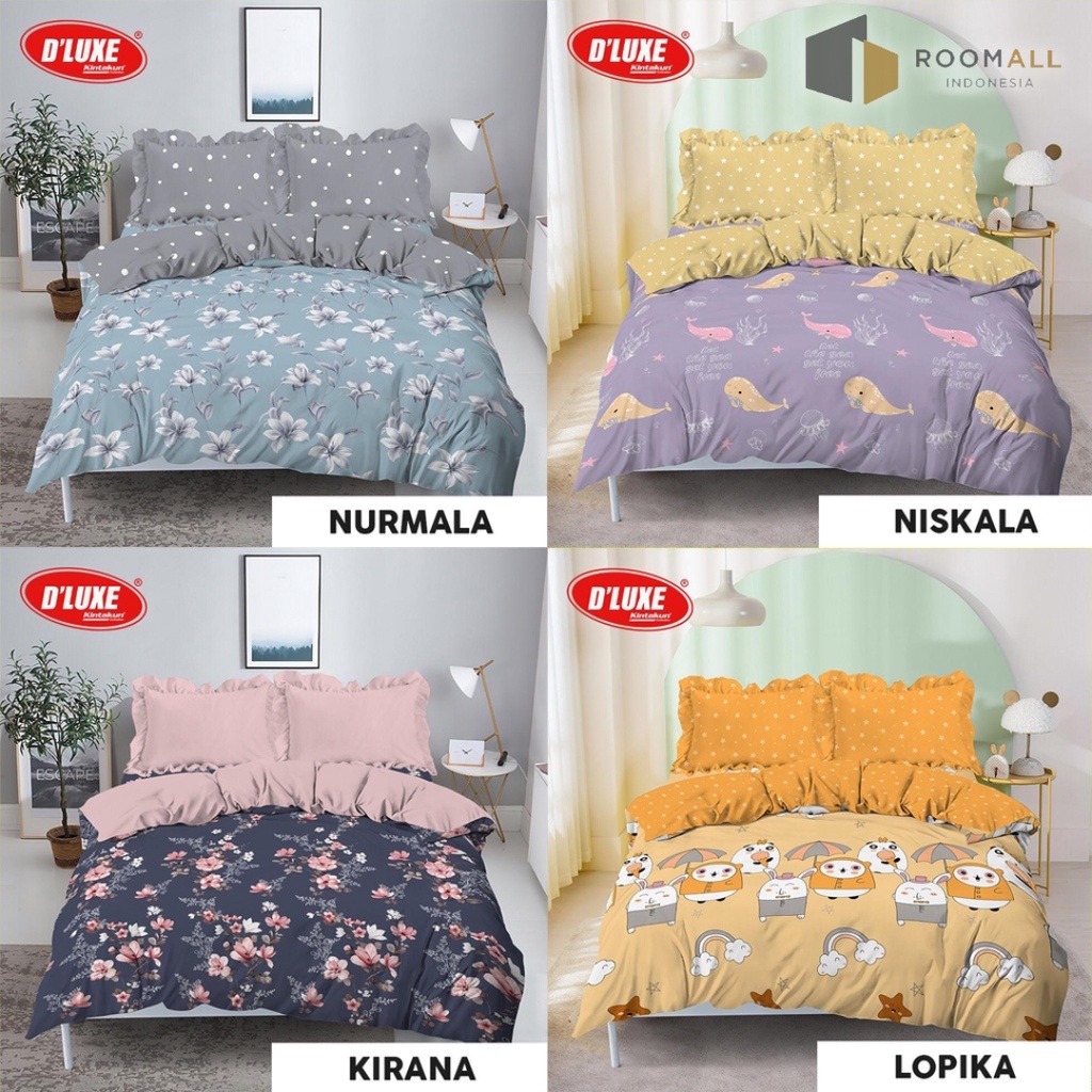 Jual Bed Cover Set Deluxe Kintakun Minimslis Ukuran 180x200 King Tinggi 20 Fitted Bedcover