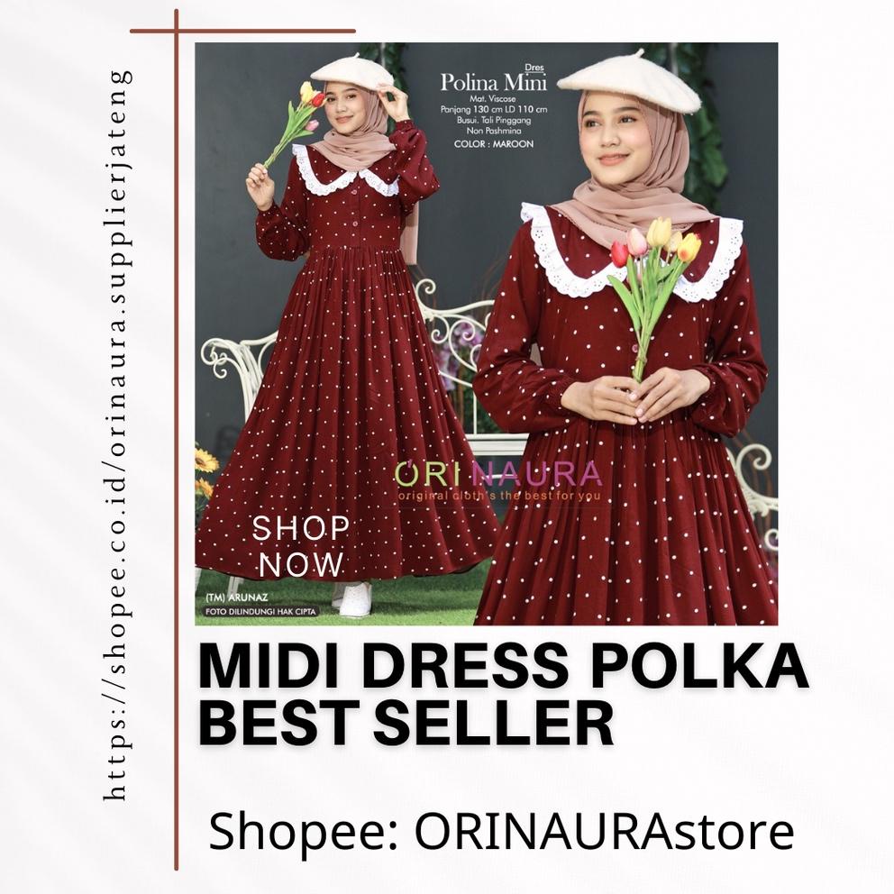 NEW MITA MIDI DRESS ORI NAURA // DRESS PESTA POLINA MIDI • PKM.18Oc22н