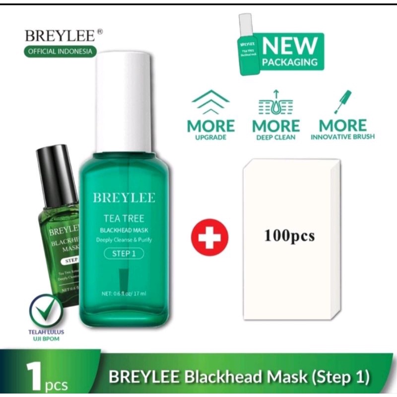 BPOM BREYLEE MASKER PENGANGKAT KOMEDO BLACKHEAD REMOVER MASK PEEL OFF PORE MINIMIZER SERUM STEP 1 DAN 2