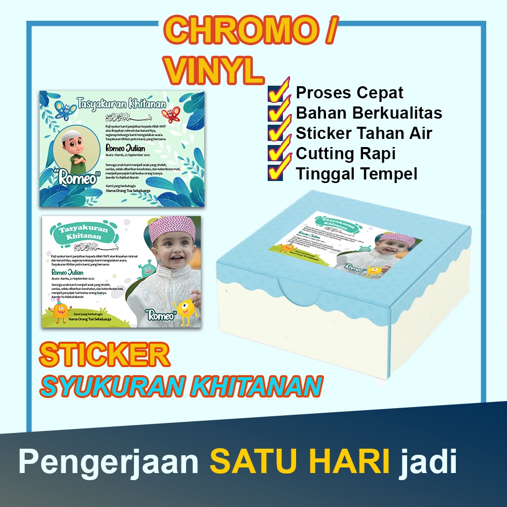 

STIKER SYUKURAN KHITANAN / STIKER KHITANAN NASI BOX / STIKER TASYAKUR KHITANAN / STIKER KHITAN / STIKER KHITANAN FREE TAMPLATE DESIGN