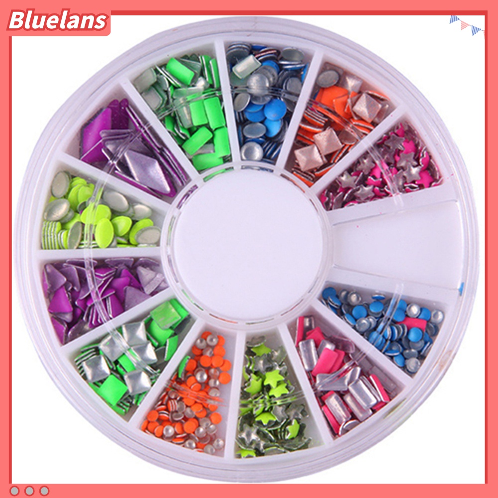 (In Stock) Kacamata Hitam Lensa Warna Warni ♡Rivet Stud Bentuk Bulatsegitigabintangkotak 6 Warna Neon Untuk Dekorasi Nail Art DIY