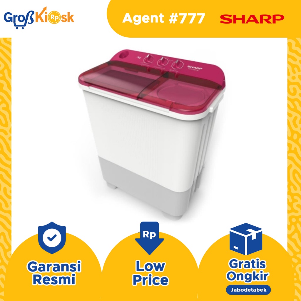 MESIN CUCI SHARP ES-T75NT / KAPASITAS 7 KG 2 Tabung / ES T75NT