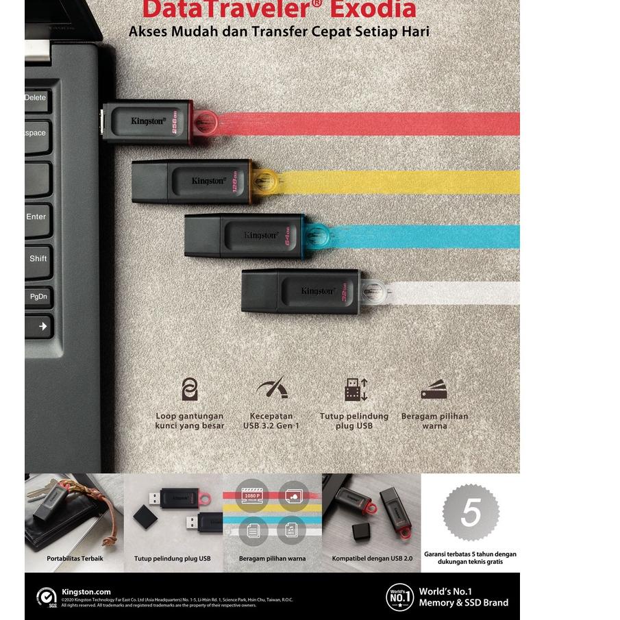 Terlaris Flashdisk Kingston DTX 32GB/64GB/128GB 100% Original Flash Drive | USB 3.2 grosir