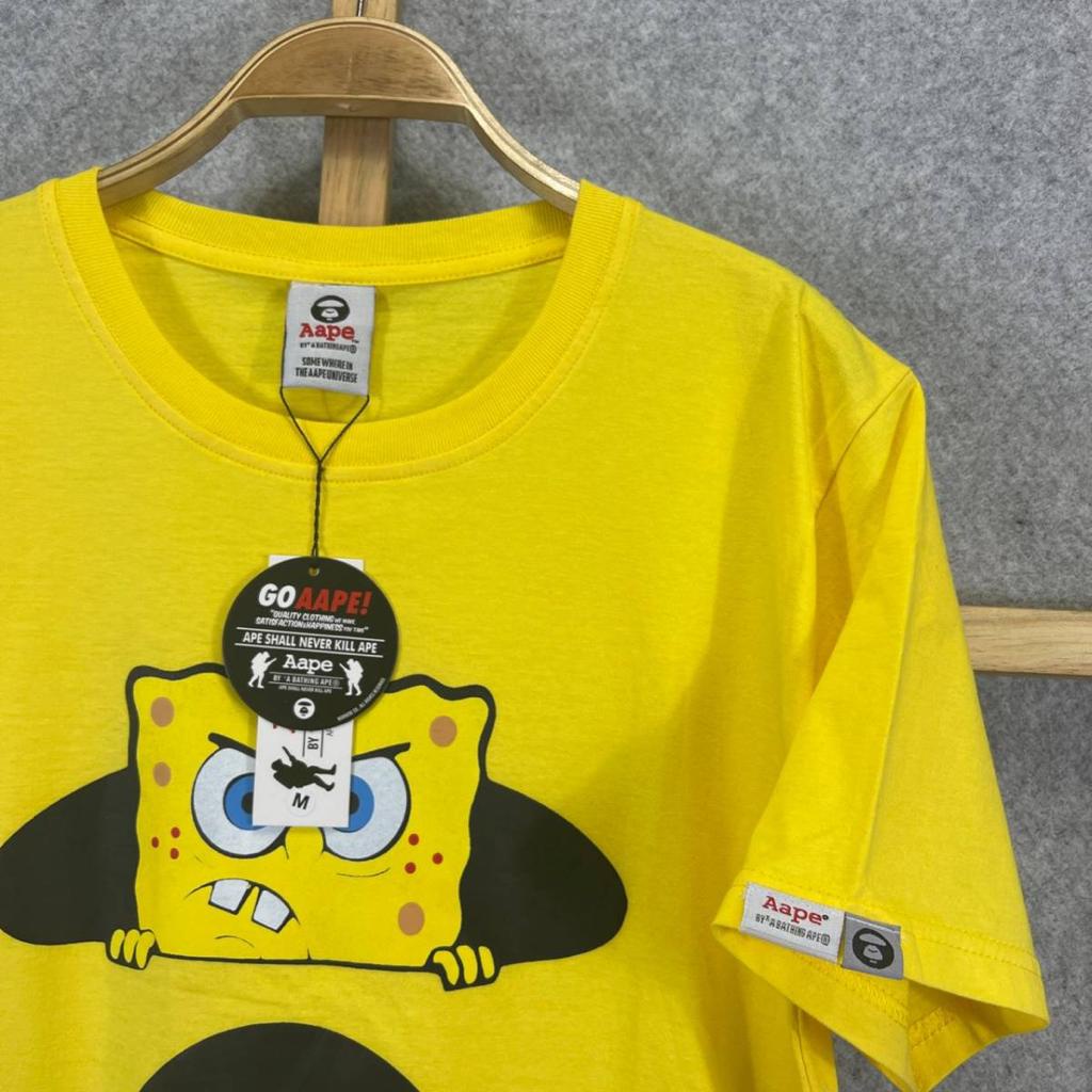 KAOS TSHIRT A BATHING AAPE BAPE SPONGEBOB KUNING MIRROR FULLTAG