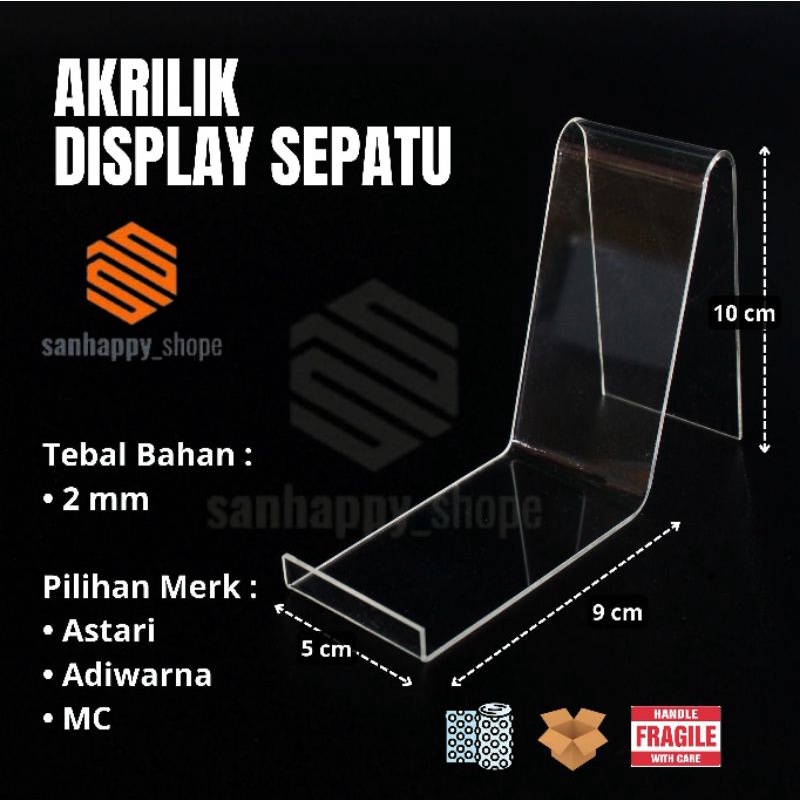 Akrilik Sepatu Display Sandal Display Pajangan Akrilik Sandal Stand Tatakan Sandal Sepatu-BH